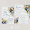Navy Blue Sunflower Wedding Invitation Suite Template Printable | Rustic Country Floral Details Card Set | Slate Blue Rose Marriage Invite Navy Blue Sunflower Wedding Invitation Suite Template Printable | Rustic Country Floral Details Card Set | Slate Blue Rose Marriage Invite