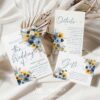 Navy Blue Sunflower Wedding Invitation Suite Template Printable | Rustic Country Floral Details Card Set | Slate Blue Rose Marriage Invite Navy Blue Sunflower Wedding Invitation Suite Template Printable | Rustic Country Floral Details Card Set | Slate Blue Rose Marriage Invite