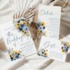 Navy Blue Sunflower Wedding Invitation Suite Template Printable | Rustic Country Floral Details Card Set | Slate Blue Rose Marriage Invite Navy Blue Sunflower Wedding Invitation Suite Template Printable | Rustic Country Floral Details Card Set | Slate Blue Rose Marriage Invite