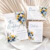 Navy Blue Sunflower Wedding Invitation Suite Template Printable | Rustic Country Floral Details Card Set | Slate Blue Rose Marriage Invite Navy Blue Sunflower Wedding Invitation Suite Template Printable | Rustic Country Floral Details Card Set | Slate Blue Rose Marriage Invite