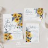 Dusty Blue Sunflower Wedding Invitation Suite Template Set | Navy Sunflowers Wedding Card Editable Printable Sunflower & Dusty Blue Watercolor Wedding Invitation Suite Template