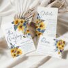 Dusty Blue Sunflower Wedding Invitation Suite Template Set | Navy Sunflowers Wedding Card Editable Printable Sunflower & Dusty Blue Watercolor Wedding Invitation Suite Template