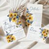 Dusty Blue Sunflower Wedding Invitation Suite Template Set | Navy Sunflowers Wedding Card Editable Printable Sunflower & Dusty Blue Watercolor Wedding Invitation Suite Template