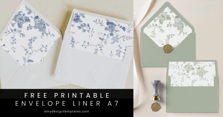 Free Printable A7 Envelope Liners Vintage Botanical Toile Amy Design Templates