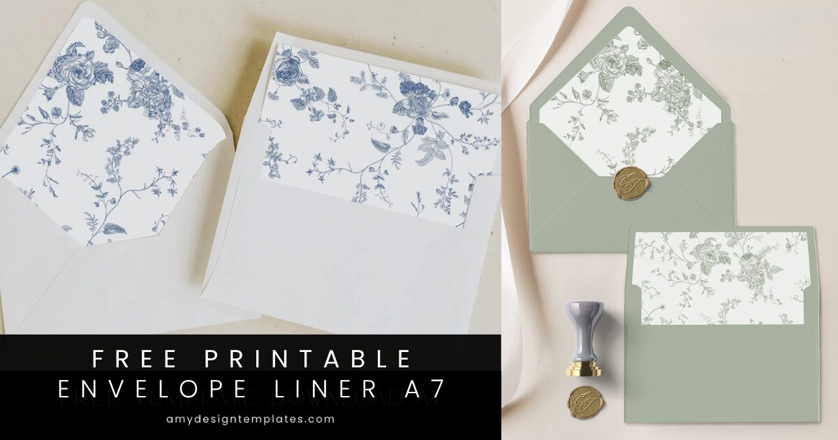 Free Printable A7 Envelope Liners: Vintage Botanical Toile Collection Free Printable A7 Envelope Liners Vintage Botanical Toile Amy Design Templates