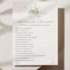 Sage Green Floral Who Knows The Bride Best Game Template | Printable Botanical Bridal Shower Game Sheet | Editable Eucalyptus Party Activity
