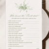 Sage Green Floral Who Knows The Bride Best Game Template | Printable Bridal Shower Game Activity Card Sage Green Floral Who Knows The Bride Best Game Template | Printable Botanical Bridal Shower Game Sheet | Editable Eucalyptus Party Activity