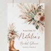 Western Boho Country Botanical Bridal Shower Welcome Sign Template | Printable Cowgirl Boot White Dried Rose Pampas Grass Board | Editable White Vertical Entrance Display Western Boho Country Botanical Bridal Shower Welcome Sign Template | Printable Cowgirl Boot White Dried Rose Pampas Grass Board | Editable White Vertical Entrance Display