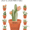 Cactus Succulent Pot Watercolor Desk Calendar Printable | Terracotta Houseplant Monthly Cards Calendar 2027 2028 Cactus Succulent Pot Watercolor Desk Calendar Printable | Terracotta Houseplant Monthly Cards Calendar 2027 2028