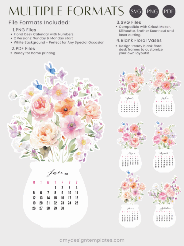 Sweet Watercolor Flowers DIY Desk Calendar Printable | Botanical Monthly Cards 2027 2028 | Desk Planner Paper Craft Calendar Sweet Watercolor Flowers DIY Desk Calendar Printable | Botanical Monthly Cards 2027 2028 | Desk Planner Paper Craft Calendar