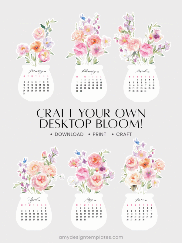 Sweet Watercolor Flowers DIY Desk Calendar Printable | Botanical Monthly Cards 2027 2028 | Desk Planner Paper Craft Calendar Sweet Watercolor Flowers DIY Desk Calendar Printable | Botanical Monthly Cards 2027 2028 | Desk Planner Paper Craft Calendar
