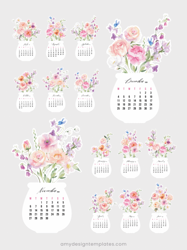 Sweet Watercolor Flowers DIY Desk Calendar Printable | Botanical Monthly Cards 2027 2028 | Desk Planner Paper Craft Calendar Sweet Watercolor Flowers DIY Desk Calendar Printable | Botanical Monthly Cards 2027 2028 | Desk Planner Paper Craft Calendar