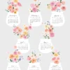 Watercolor Gerbera Dahlia Jar Desk Calendar Printable Desk Planner | Floral Bouquet Monthly Cards Cutting Machine SVG | Calendar 2027 2028 Watercolor Gerbera Dahlia Jar Desk Calendar Printable Desk Planner | Floral Bouquet Monthly Cards Cutting Machine SVG | Calendar 2027 2028