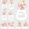 Watercolor Gerbera Dahlia Jar Desk Calendar Printable Desk Planner | Floral Bouquet Monthly Cards Cutting Machine SVG | Calendar 2027 2028 Watercolor Gerbera Dahlia Jar Desk Calendar Printable Desk Planner | Floral Bouquet Monthly Cards Cutting Machine SVG | Calendar 2027 2028