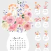 Watercolor Gerbera Dahlia Jar Desk Calendar Printable Desk Planner | Floral Bouquet Monthly Cards Cutting Machine SVG | Calendar 2027 2028 Watercolor Gerbera Dahlia Jar Desk Calendar Printable Desk Planner | Floral Bouquet Monthly Cards Cutting Machine SVG | Calendar 2027 2028