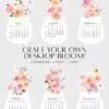 Watercolor Gerbera Dahlia Jar Desk Calendar Printable Desk Planner | Floral Bouquet Monthly Cards Cutting Machine SVG | Calendar 2027 2028 Watercolor Gerbera Dahlia Jar Desk Calendar Printable Desk Planner | Floral Bouquet Monthly Cards Cutting Machine SVG | Calendar 2027 2028