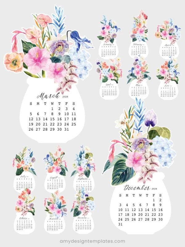 Watercolor Hibiscus Desk Calendar Printable Monthly Planner DIY | Tropical Botanical Monthly Desk Decor 2027 2028 Calendar Watercolor Hibiscus Desk Calendar Printable Monthly Planner DIY | Tropical Botanical Monthly Desk Decor 2027 2028 Calendar