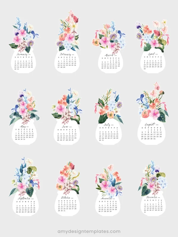 Watercolor Hibiscus Desk Calendar Printable Monthly Planner DIY | Tropical Botanical Monthly Desk Decor 2027 2028 Calendar Watercolor Hibiscus Desk Calendar Printable Monthly Planner DIY | Tropical Botanical Monthly Desk Decor 2027 2028 Calendar