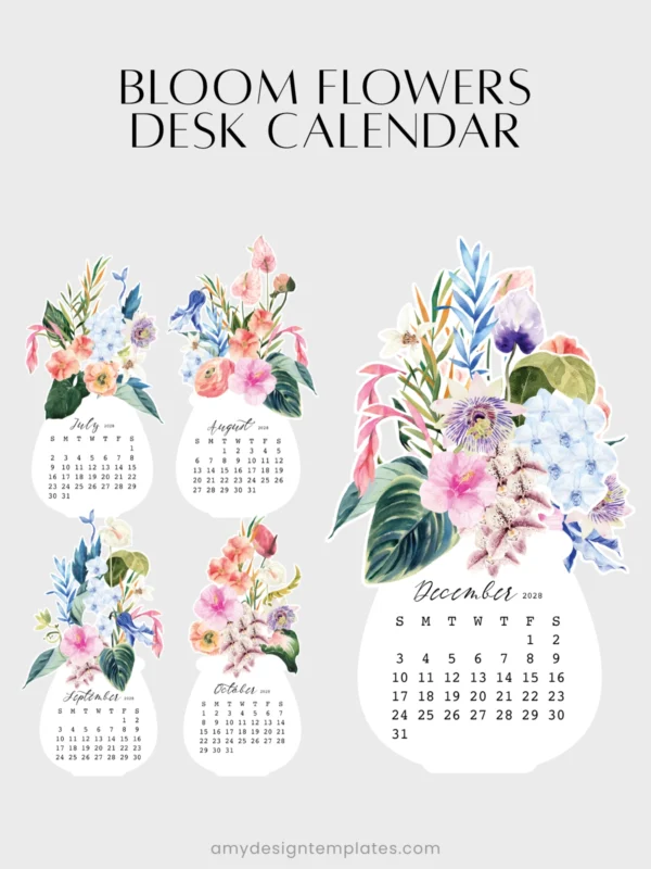 Watercolor Hibiscus Desk Calendar Printable Monthly Planner DIY | Tropical Botanical Monthly Desk Decor 2027 2028 Calendar Watercolor Hibiscus Desk Calendar Printable Monthly Planner DIY | Tropical Botanical Monthly Desk Decor 2027 2028 Calendar