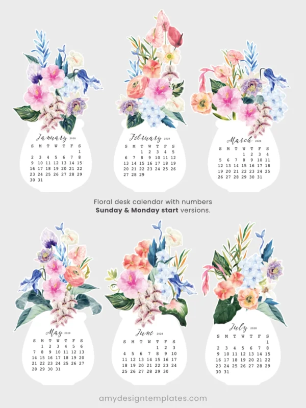 Watercolor Hibiscus Desk Calendar Printable Monthly Planner DIY | Tropical Botanical Monthly Desk Decor 2027 2028 Calendar Watercolor Hibiscus Desk Calendar Printable Monthly Planner DIY | Tropical Botanical Monthly Desk Decor 2027 2028 Calendar