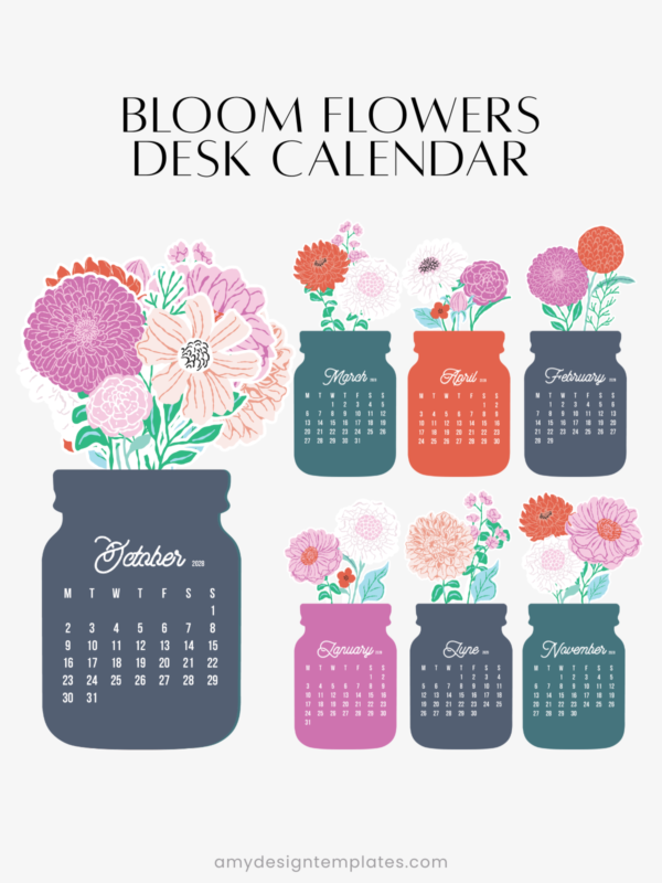 Floral Mason Jar Desk Calendar Monthly Printable Digital Download | Floral Bouquet Planner Monthly Cards 2027 2028 | Retro Glass Jar Aesthetic Office Decor Floral Mason Jar Desk Calendar Monthly Printable Digital Download | Floral Bouquet Planner Monthly Cards 2027 2028 | Retro Glass Jar Aesthetic Office Decor