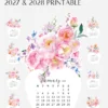 Watercolor Pink Flowers Vase Desk Calendar Digital Download | Romantic Floral Monthly Cards Printable 2027 2028 Watercolor Pink Flowers Vase Desk Calendar Digital Download | Romantic Floral Monthly Cards Printable 2027 2028