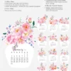 Watercolor Pink Flowers Vase Desk Calendar Digital Download | Romantic Floral Monthly Cards Printable 2027 2028 Watercolor Pink Flowers Vase Desk Calendar Digital Download | Romantic Floral Monthly Cards Printable 2027 2028