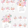 Watercolor Pink Flowers Vase Desk Calendar Digital Download | Romantic Floral Monthly Cards Printable 2027 2028 Watercolor Pink Flowers Vase Desk Calendar Digital Download | Romantic Floral Monthly Cards Printable 2027 2028
