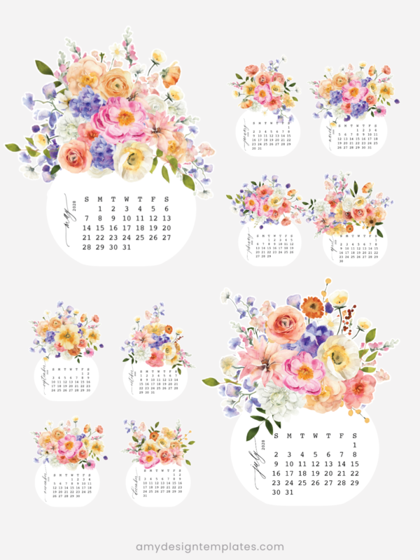 Bright Bouquet Floral Vase Desk Calendar Monthly Planner Printable | 2027 2028 Desk Calendar Decor Accessories Bright Bouquet Floral Vase Desk Calendar Monthly Planner Printable | 2027 2028 Desk Calendar Decor Accessories