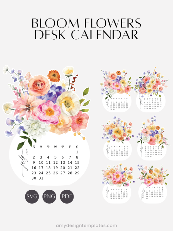Bright Bouquet Floral Vase Desk Calendar Monthly Planner Printable | 2027 2028 Desk Calendar Decor Accessories Bright Bouquet Floral Vase Desk Calendar Monthly Planner Printable | 2027 2028 Desk Calendar Decor Accessories