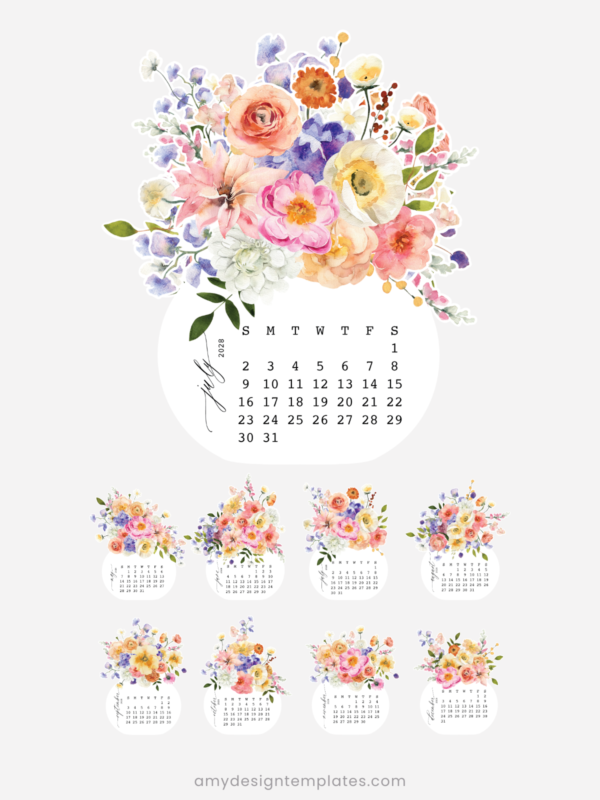 Bright Bouquet Floral Vase Desk Calendar Monthly Planner Printable | 2027 2028 Desk Calendar Decor Accessories Bright Bouquet Floral Vase Desk Calendar Monthly Planner Printable | 2027 2028 Desk Calendar Decor Accessories