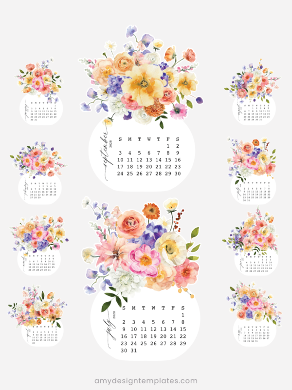 Bright Bouquet Floral Vase Desk Calendar Monthly Planner Printable | 2027 2028 Desk Calendar Decor Accessories Bright Bouquet Floral Vase Desk Calendar Monthly Planner Printable | 2027 2028 Desk Calendar Decor Accessories
