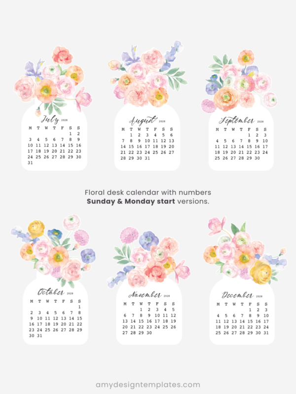 Pastel Ranunculus Vase Desk Calendar Monthly Printable | 2027 2028 Monthly Cards Digital Download | Soft Floral Bouquet Pastel Ranunculus Vase Desk Calendar Monthly Printable | 2027 2028 Monthly Cards Digital Download | Soft Floral Bouquet