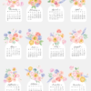 Pastel Ranunculus Vase Desk Calendar Monthly Printable | 2027 2028 Monthly Cards Digital Download | Soft Floral Bouquet Pastel Ranunculus Vase Desk Calendar Monthly Printable | 2027 2028 Monthly Cards Digital Download | Soft Floral Bouquet
