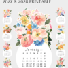 Watercolor Blooming Vase Desk Calendar Printable Paper Craft DIY | Flower Bouquet Monthly Cards Planner 2027 2028 Digital Download