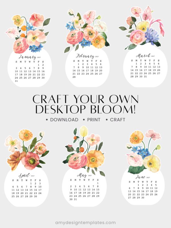 Watercolor Blooming Vase Desk Calendar Printable Paper Craft DIY | Flower Bouquet Monthly Cards Planner 2027 2028 Digital Download Watercolor Blooming Vase Desk Calendar Printable Paper Craft DIY | Flower Bouquet Monthly Cards Planner 2027 2028 Digital Download