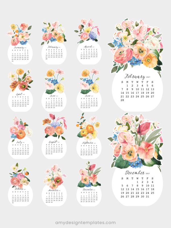 Watercolor Blooming Vase Desk Calendar Printable Paper Craft DIY | Flower Bouquet Monthly Cards Planner 2027 2028 Digital Download Watercolor Blooming Vase Desk Calendar Printable Paper Craft DIY | Flower Bouquet Monthly Cards Planner 2027 2028 Digital Download
