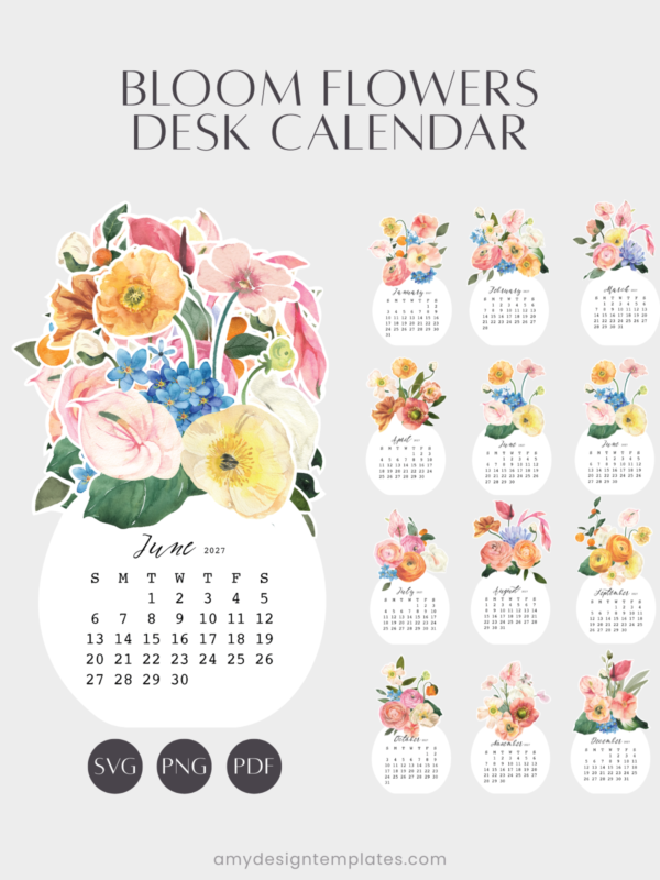 Watercolor Blooming Vase Desk Calendar Printable Paper Craft DIY | Flower Bouquet Monthly Cards Planner 2027 2028 Digital Download Watercolor Blooming Vase Desk Calendar Printable Paper Craft DIY | Flower Bouquet Monthly Cards Planner 2027 2028 Digital Download