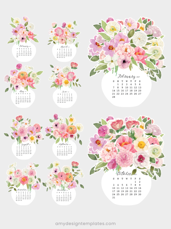 Watercolor Pink Peonies Floral Vase Desk Planner Calendar Printable | Soft Botanical Flower Bouquet Calendar Monthly PDF PNG JPEG 2027 2028 Watercolor Pink Peonies Floral Vase Desk Planner Calendar Printable | Soft Botanical Flower Bouquet Calendar Monthly PDF PNG JPEG 2027 2028