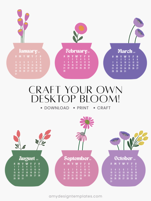 Colorful Botanical Floral Vase Desk Calendar Planner Monthly Printable | Abstract Flowers Bouquet Monthly Calendar Cards Colorful Botanical Floral Vase Desk Calendar Planner Monthly Printable | Abstract Flowers Bouquet Monthly Calendar Cards