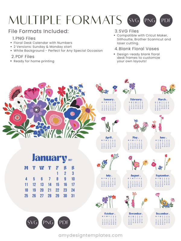 Minimalist Floral Vase Desk Calendar Printable PNG PDF | Flowers Bouquet Calendar Monthly Cards 2027 2028 | Office Decor Stationery Set Minimalist Floral Vase Desk Calendar Printable PNG PDF | Flowers Bouquet Calendar Monthly Cards 2027 2028 | Office Decor Stationery Set