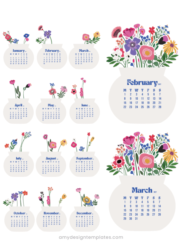 Minimalist Floral Vase Desk Calendar Printable PNG PDF | Flowers Bouquet Calendar Monthly Cards 2027 2028 | Office Decor Stationery Set Minimalist Floral Vase Desk Calendar Printable PNG PDF | Flowers Bouquet Calendar Monthly Cards 2027 2028 | Office Decor Stationery Set