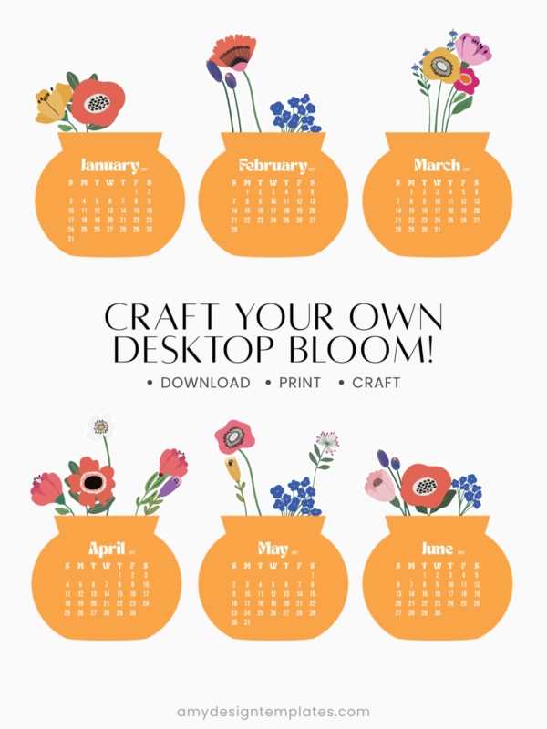 Printable Floral Vase Desk Monthly Calendar | Vibrant Orange Flower Bouquet Calendar 2027 2028 | Desktop Bloom Set PNG PDF SVG Printable Floral Vase Desk Monthly Calendar | Vibrant Orange Flower Bouquet Calendar 2027 2028 | Desktop Bloom Set PNG PDF SVG