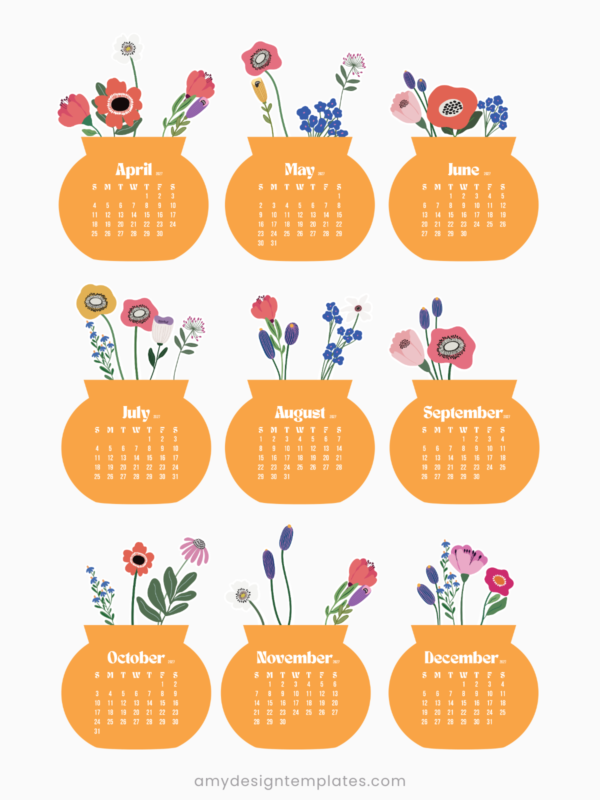 Printable Floral Vase Desk Monthly Calendar | Vibrant Orange Flower Bouquet Calendar 2027 2028 | Desktop Bloom Set PNG PDF SVG Printable Floral Vase Desk Monthly Calendar | Vibrant Orange Flower Bouquet Calendar 2027 2028 | Desktop Bloom Set PNG PDF SVG