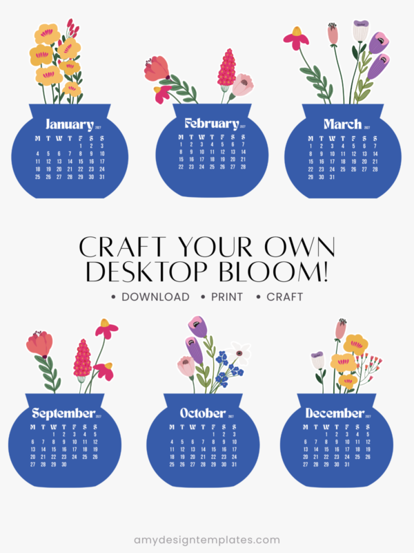 Floral Vase Desk Calendar Cut File PNG PDF SVG | Printable Flower Bouquet Monthly Calendar Template | Royal Blue Desktop Bloom Craft Planner Floral Vase Desk Calendar Cut File PNG PDF SVG | Printable Flower Bouquet Monthly Calendar Template | Royal Blue Desktop Bloom Craft Planner