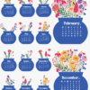 Floral Vase Desk Calendar Cut File PNG PDF SVG | Printable Flower Bouquet Monthly Calendar Template | Royal Blue Desktop Bloom Craft Planner Floral Vase Desk Calendar Cut File PNG PDF SVG | Printable Flower Bouquet Monthly Calendar Template | Royal Blue Desktop Bloom Craft Planner