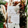 Western Boho Country Botanical Wedding Welcome Sign Template | Printable Cowgirl Boot White Dried Rose Pampas Grass Board | Editable White Vertical Entrance Display Western Boho Country Botanical Wedding Welcome Sign Template | Printable Cowgirl Boot White Dried Rose Pampas Grass Board | Editable White Vertical Entrance Display