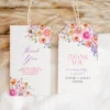 Spring Bloom Floral Wedding Invitation Template Bundle | 50+ Editable Colorful Wedding Stationery Templates Spring Bloom Floral Wedding Shower Favor Thank You Tags template