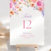 Spring Bloom Floral Wedding Invitation Template Bundle | 50+ Editable Colorful Wedding Stationery Templates Spring Bloom Table Number Card Template