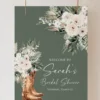 Western Country Floral Bridal Shower Cowboy Boots Sage Greenery Welcome Sign Template Printable | Editable Country Floral Cowboy Boots Welcome Board | Corjl Instant Download Western Country Floral Bridal Shower Cowboy Boots Sage Greenery Welcome Sign Template Printable